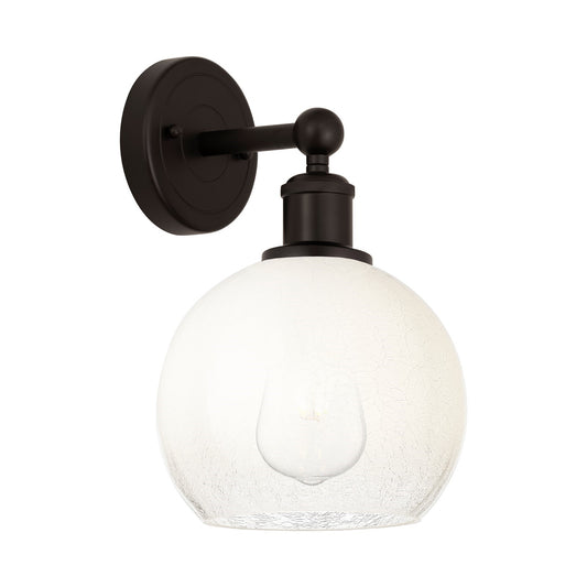 Innovations Brookhaven Globe 8in 1-Light Wall Sconce | Industrial Oil Rubbed Bronze Steel and Opal Glass | Bathroom & Hallway | Model 616-1W-OB-G483-8OP
