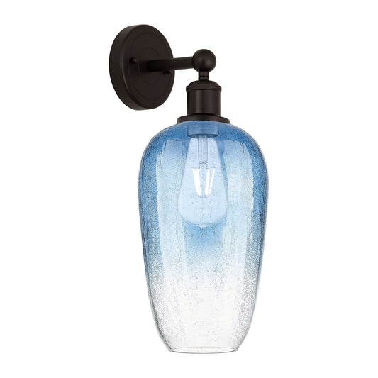 Innovations Brookhaven Flute 7in 1-Light Wall Sconce | Industrial Oil Rubbed Bronze Steel and Sapphire Blue Glass | Bathroom & | Model 616-1W-OB-G484-7SB