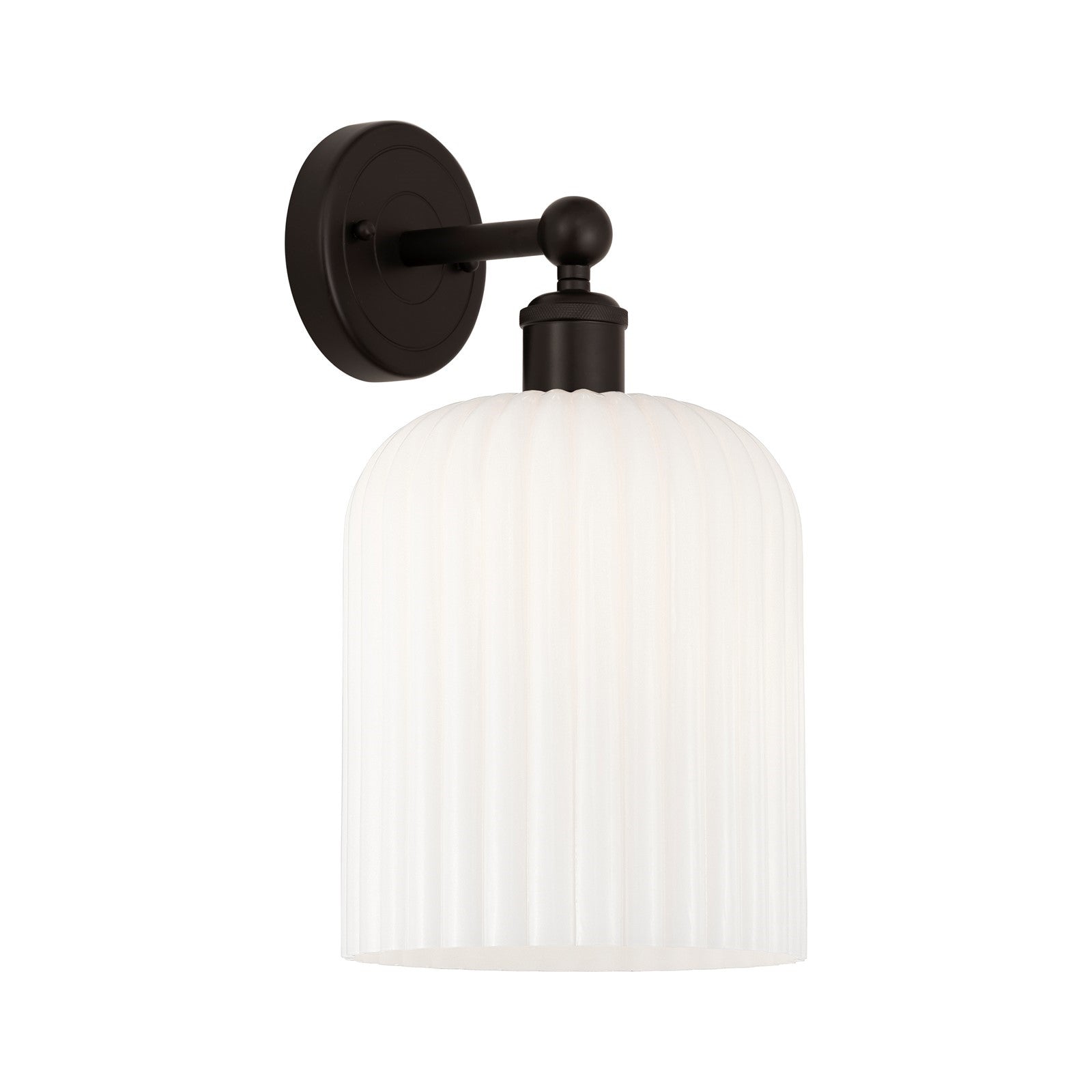 Innovations Bridal Veil 5in 1-Light Wall Sconce | Art Nouveau Oil Rubbed Bronze Steel and Gloss White Ribbed Glass | Bathroom | Model 616-1W-OB-G559-8GWH