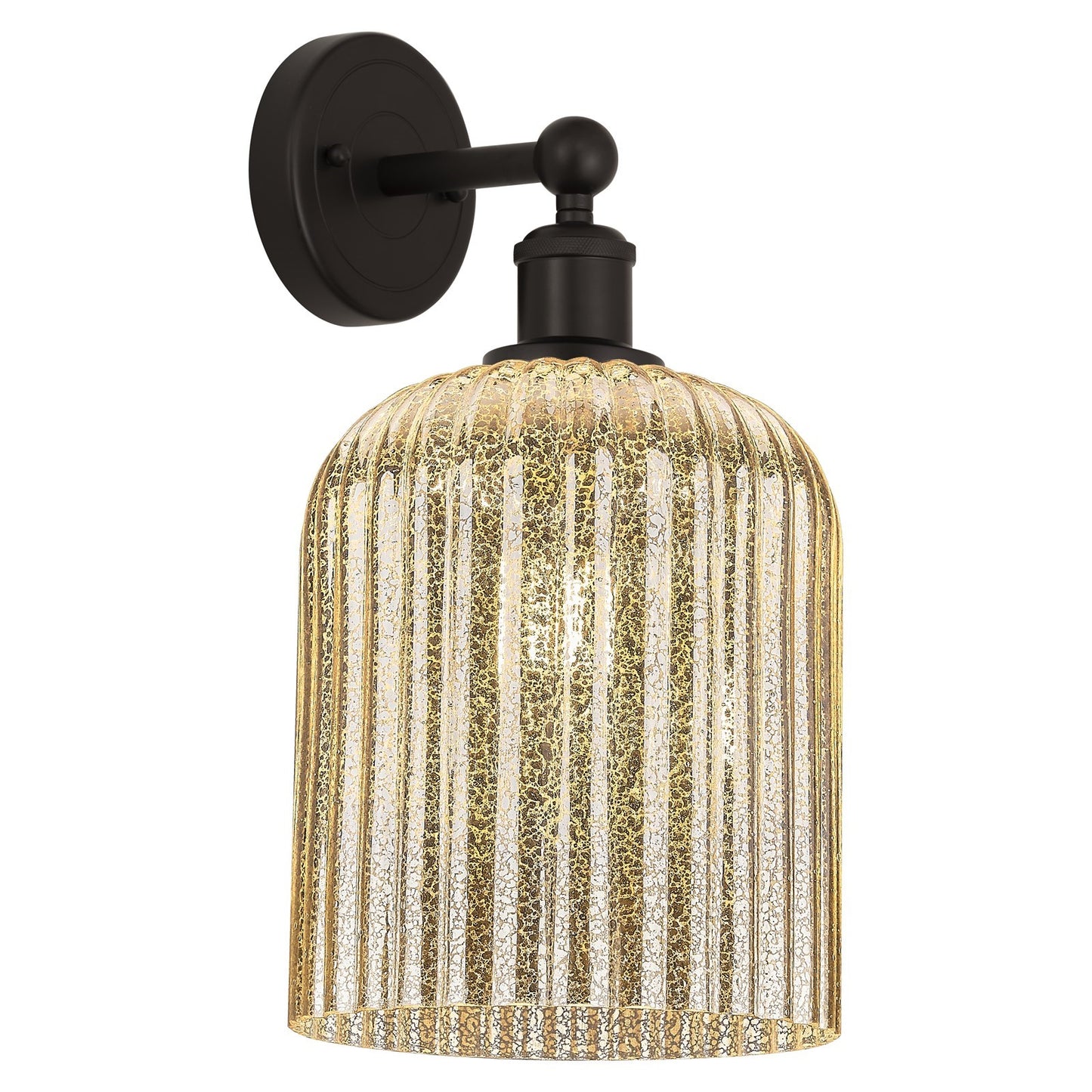 Innovations Bridal Veil 5in 1-Light Wall Sconce | Art Nouveau Industrial Oil Rubbed Bronze Steel and Mercury Ribbed Glass | Model 616-1W-OB-G559-8ME