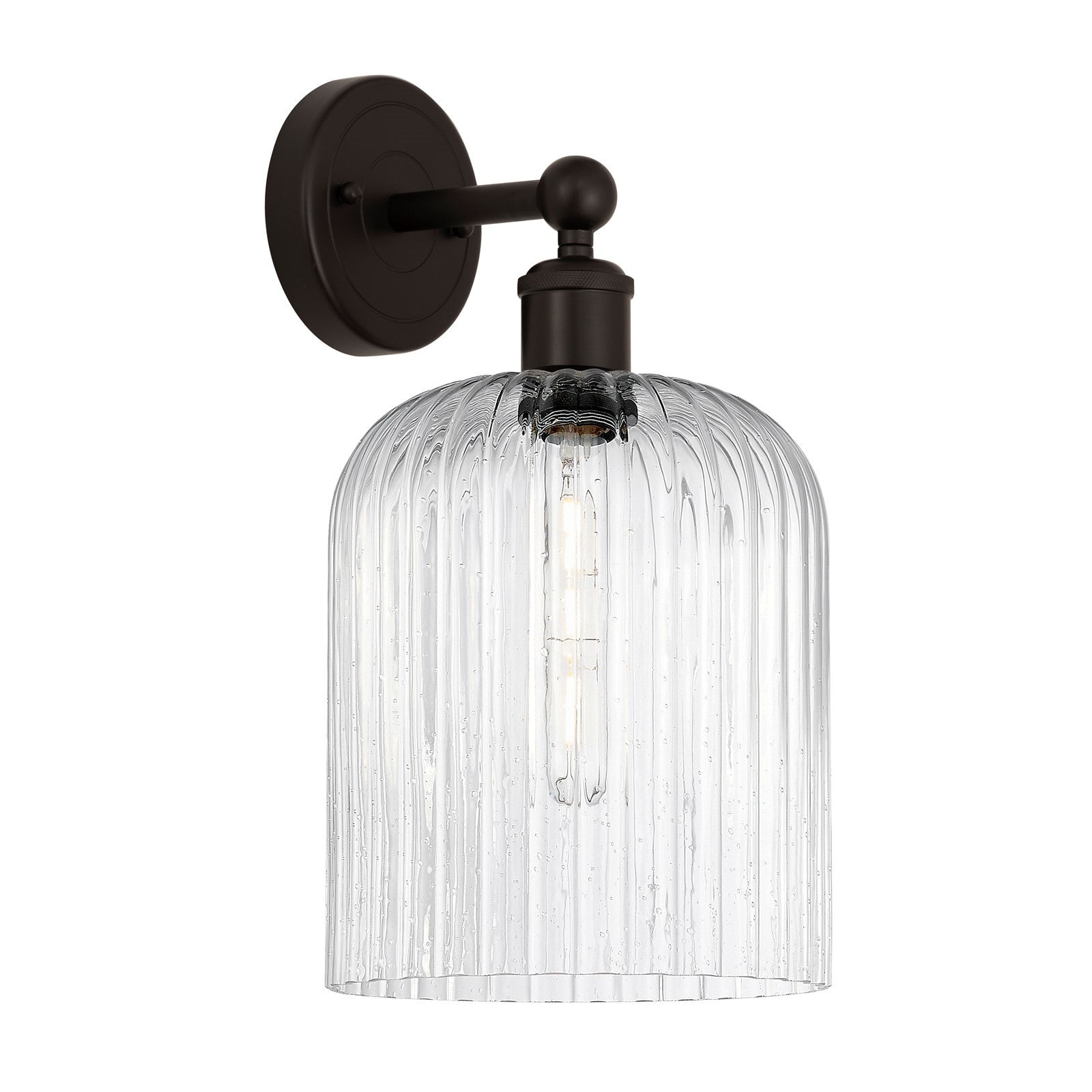 Innovations Bridal Veil 5in 1-Light Wall Sconce | Art Nouveau Oil Rubbed Bronze Steel and Seedy Ribbed Glass | Bathroom & | Model 616-1W-OB-G559-8SDY
