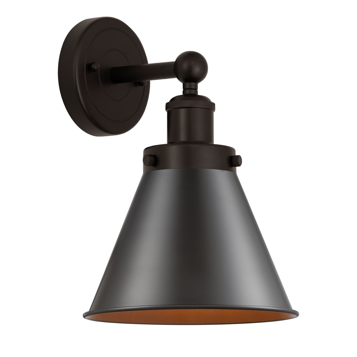 Innovations Appalachian 8in 1-Light Wall Sconce | Industrial Oil Rubbed Bronze Steel and Cast Brass with Oil Rubbed Bronze Metal | Model 616-1W-OB-M13-OB