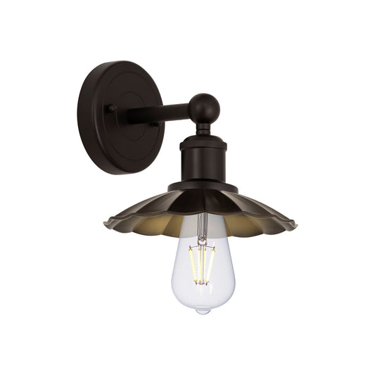 Innovations Scallop 1-Light Wall Sconce | Traditional Industrial Oil Rubbed Bronze Steel and Metal Cone Shade | Hallway & | Model 616-1W-OB-M17-OB