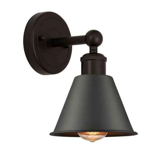 Innovations Smithfield 1-Light 6.5in Wall Sconce | Industrial Farmhouse Oil Rubbed Bronze Steel and Cast Brass | Hallway & | Model 616-1W-OB-M8-OB