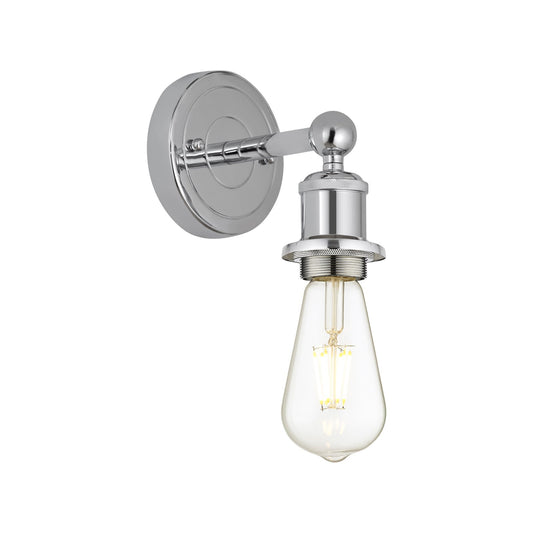Innovations Edison 1-Light 4.5in Wall Sconce | Industrial Polished Chrome Steel and Cast Brass | Damp-Rated Bathroom & Hallway Accent | Model 616-1W-PC