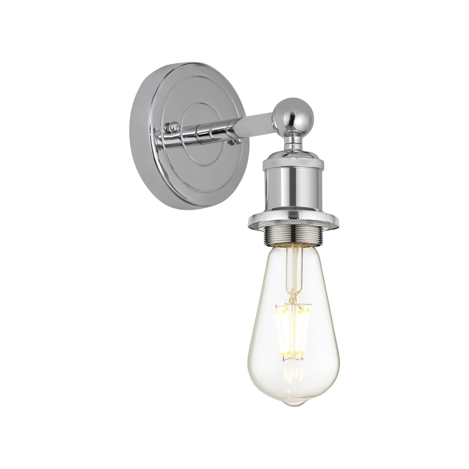 Innovations Edison 1-Light 4.5in Wall Sconce | Industrial Polished Chrome Steel and Cast Brass | Damp-Rated Bathroom & Hallway Accent | Model 616-1W-PC