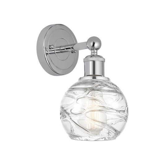 Innovations Athens Deco Swirl 6in 1-Light Wall Sconce | Industrial Polished Chrome Steel and Clear Deco Swirl Glass | Model 616-1W-PC-G1213-6CL