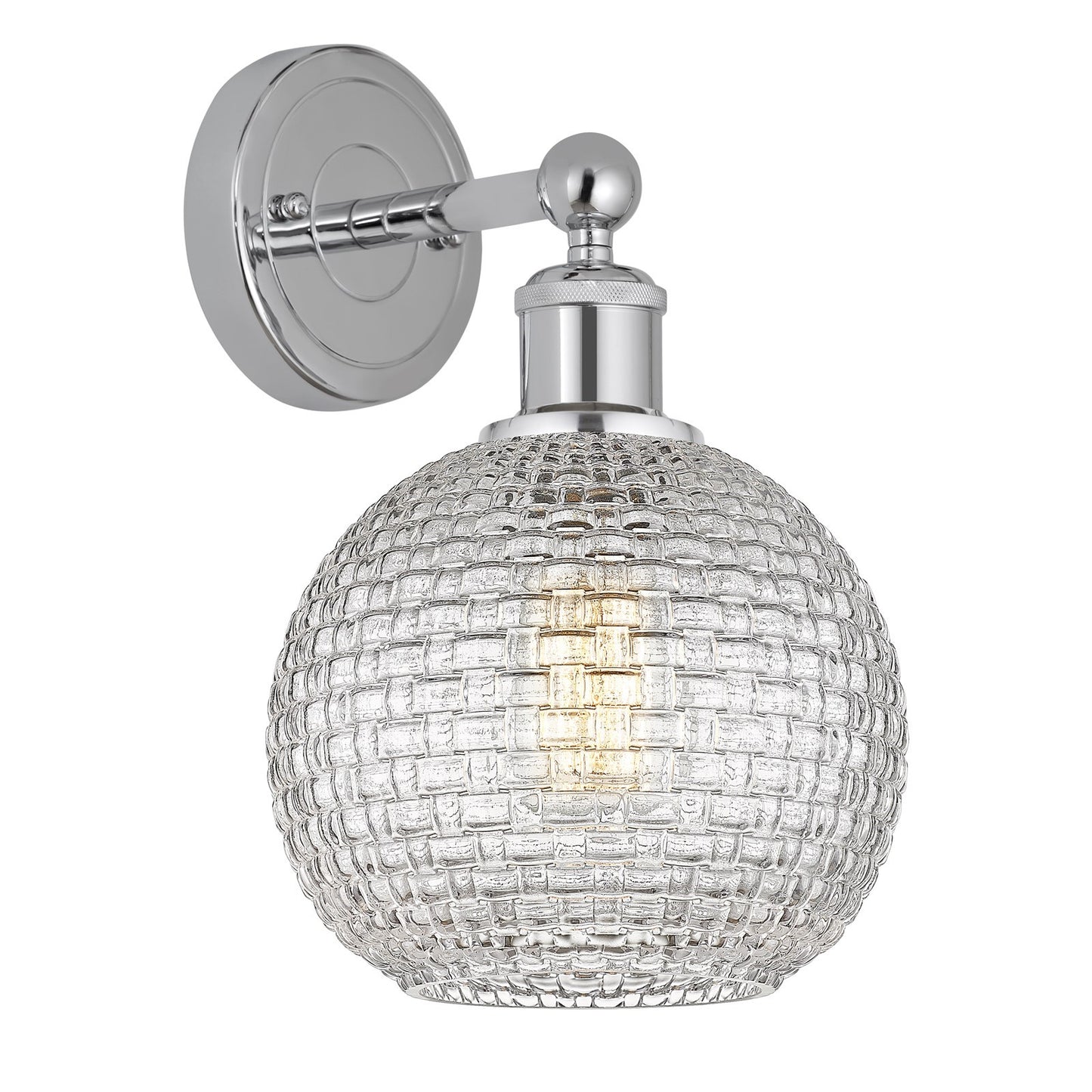 Innovations Athens 8in 1-Light Wall Sconce | Modern Farmhouse Polished Chrome and Clear Basket Weave Glass | Bathroom & | Model 616-1W-PC-G122C-8CL