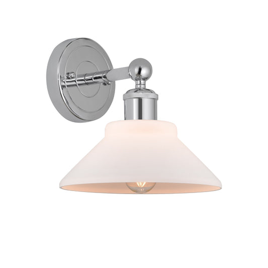 Innovations Orwell 1-Light 8.375in Wall Sconce | Industrial Polished Chrome and Matte White Glass | Bathroom & Hallway Accent | Model 616-1W-PC-G131