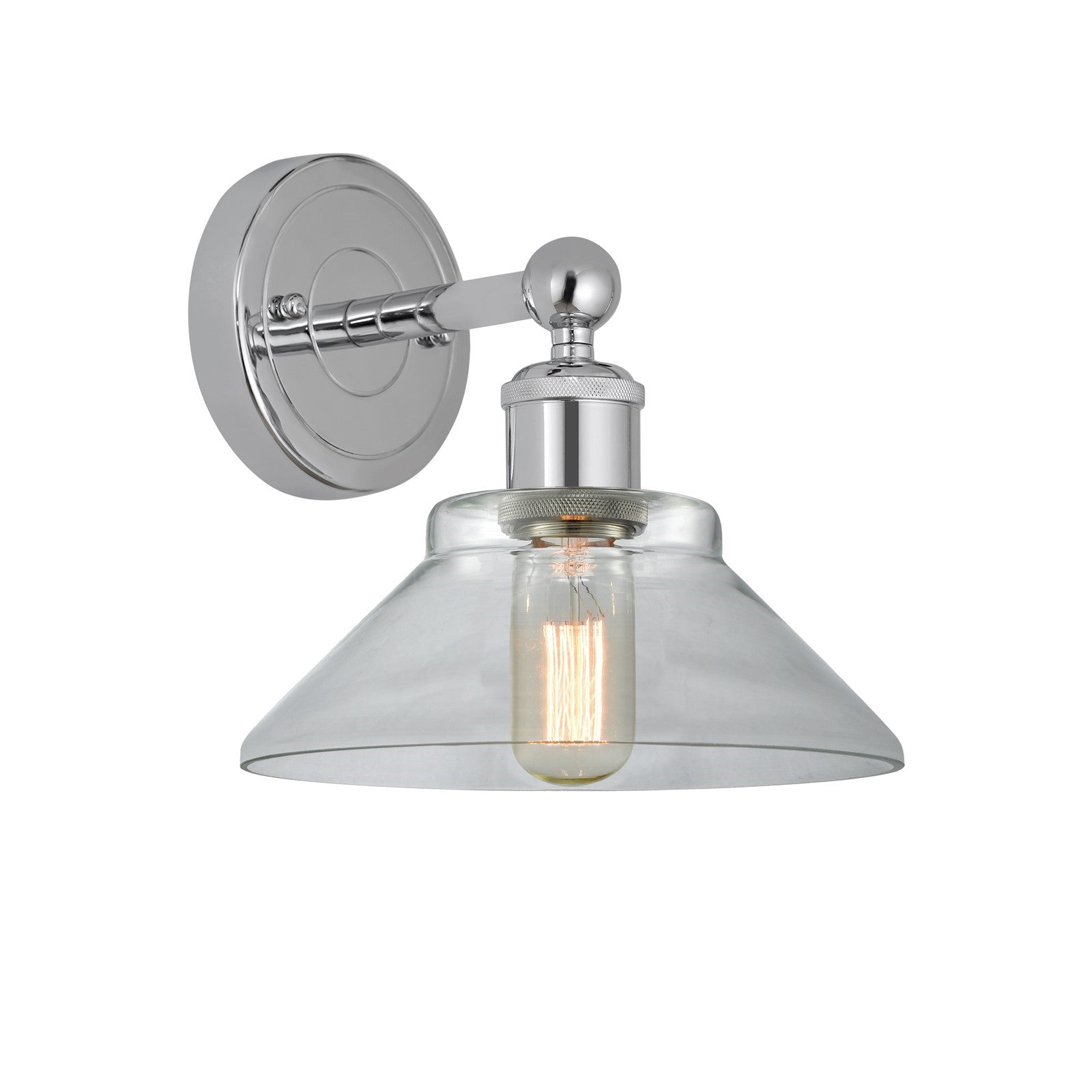 Innovations Orwell 8.38in 1-Light Wall Sconce | Industrial Polished Chrome and Clear Glass | Hallway & Bathroom Accent | 8.38 x | Model 616-1W-PC-G132