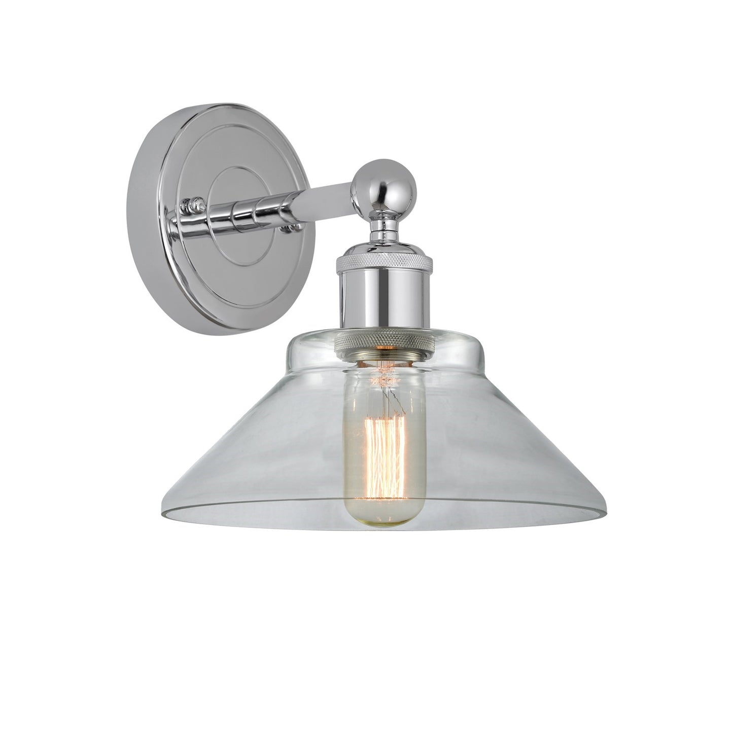 Innovations Orwell 8.38in 1-Light Wall Sconce | Industrial Polished Chrome and Clear Glass | Hallway & Bathroom Accent | 8.38 x | Model 616-1W-PC-G132