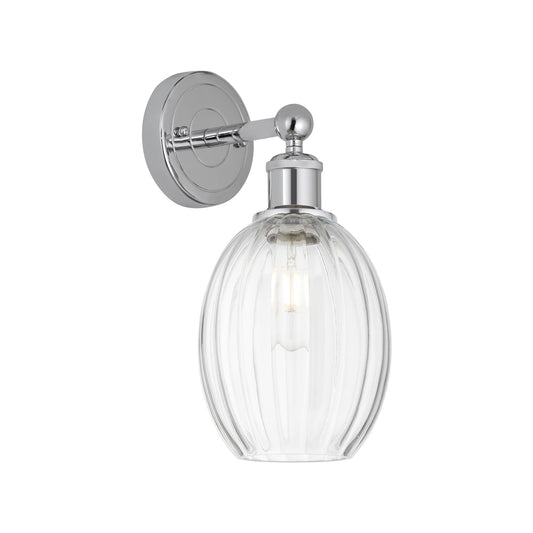 Innovations Preston Bulb 6.25in 1-Light Wall Sconce | Industrial Polished Chrome Steel and Clear Glass | Bathroom & Hallway | Model 616-1W-PC-G459-6CL