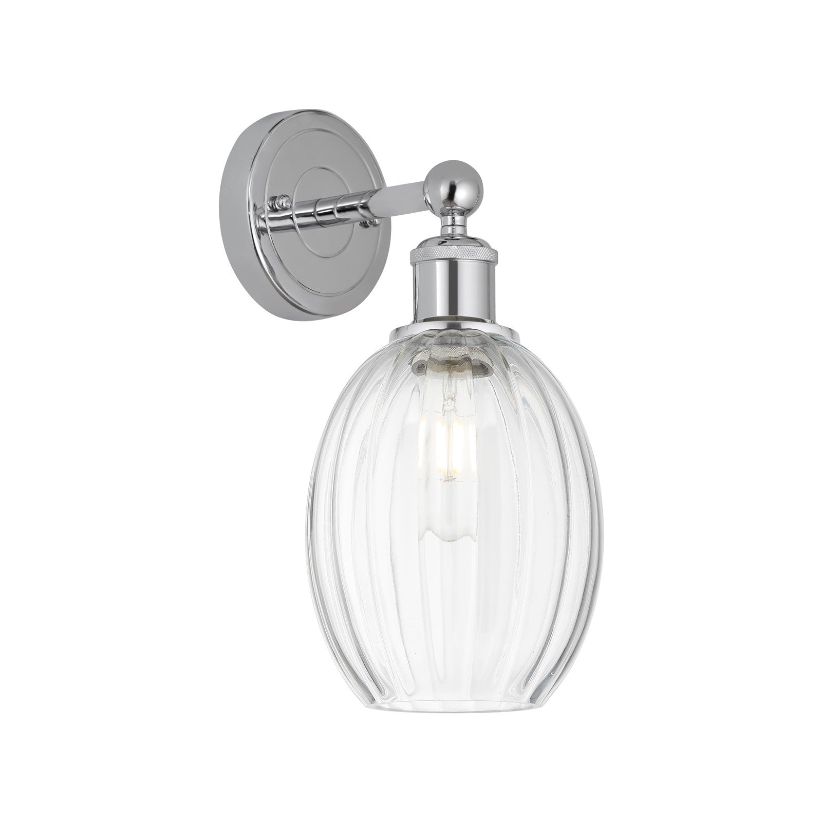 Innovations Preston Bulb 6.25in 1-Light Wall Sconce | Industrial Polished Chrome Steel and Clear Glass | Bathroom & Hallway | Model 616-1W-PC-G459-6CL