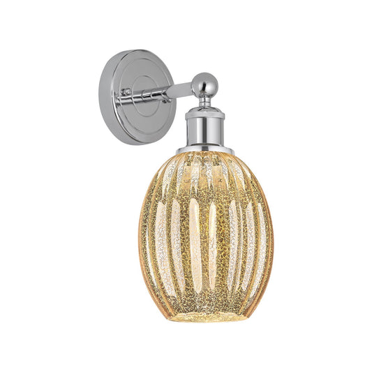Innovations Preston Bulb 6.25in 1-Light Wall Sconce | Industrial Polished Chrome and Mercury Glass | Bathroom & Hallway Accent | Model 616-1W-PC-G459-6ME