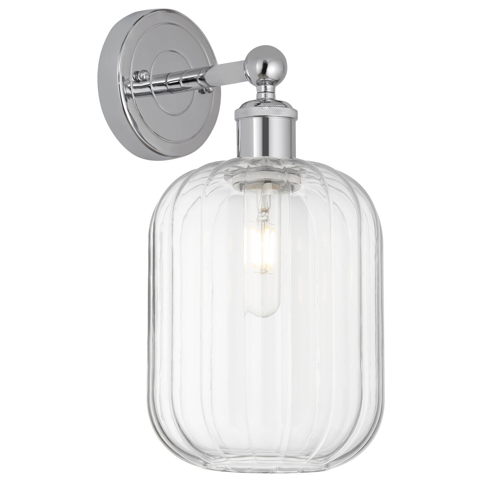 Innovations Preston Cylinder 7in 1-Light Wall Sconce | Industrial Modern Polished Chrome and Clear Glass | Hallway & Bathroom | Model 616-1W-PC-G460-7CL