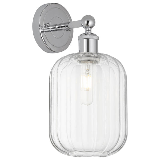 Innovations Preston Cylinder 7in 1-Light Wall Sconce | Industrial Modern Polished Chrome and Clear Glass | Hallway & Bathroom | Model 616-1W-PC-G460-7CL