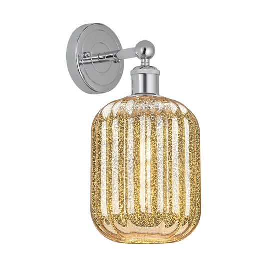Innovations Preston Cylinder 7in 1-Light Wall Sconce | Industrial Modern Polished Chrome and Mercury Glass | Entryway & Hallway | Model 616-1W-PC-G460-7ME