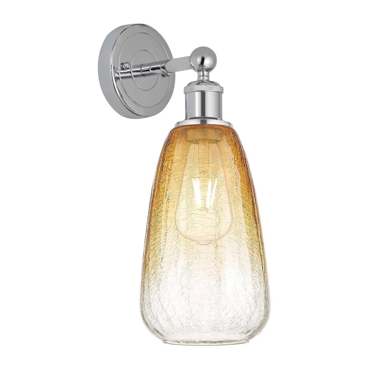 Innovations Brookhaven Almond 6in 1-Light Wall Sconce | Industrial Polished Chrome and Amber Glass | Bathroom & Hallway Accent | Model 616-1W-PC-G480-6AM