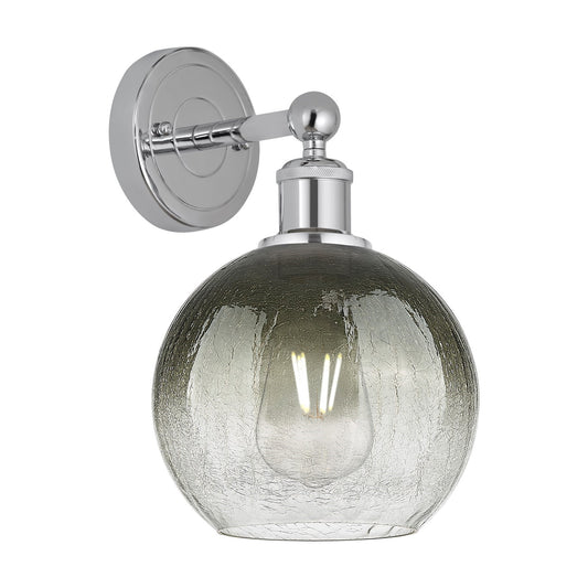 Innovations Brookhaven Globe 8in 1-Light Wall Sconce | Industrial Polished Chrome and Slate Glass | Bathroom & Hallway Accent | Model 616-1W-PC-G483-8SL