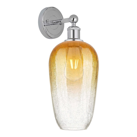 Innovations Brookhaven Flute 7in 1-Light Wall Sconce | Industrial Modern Polished Chrome and Amber Glass | Entryway & Hallway | Model 616-1W-PC-G484-7AM