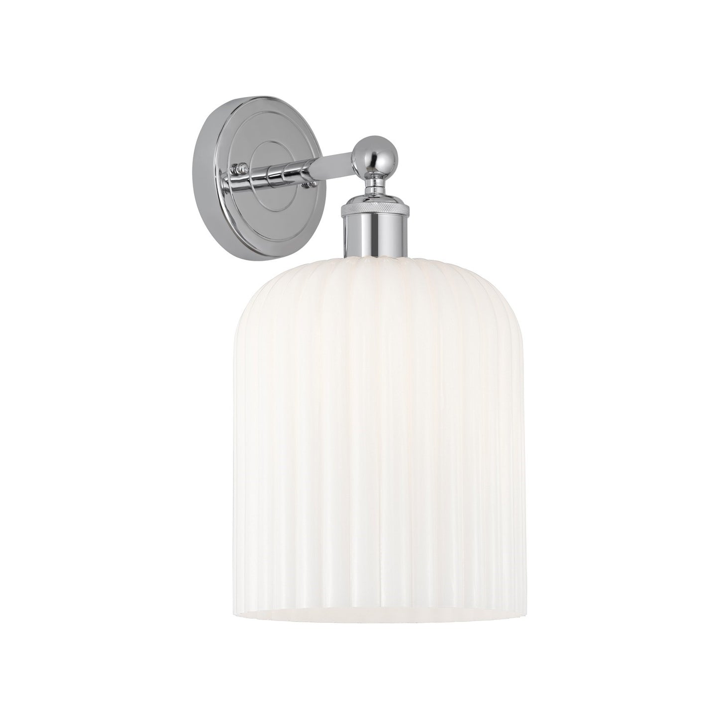 Innovations Bridal Veil 5in 1-Light Wall Sconce | Art Nouveau Industrial Polished Chrome and Gloss White Ribbed Glass | Model 616-1W-PC-G559-8GWH