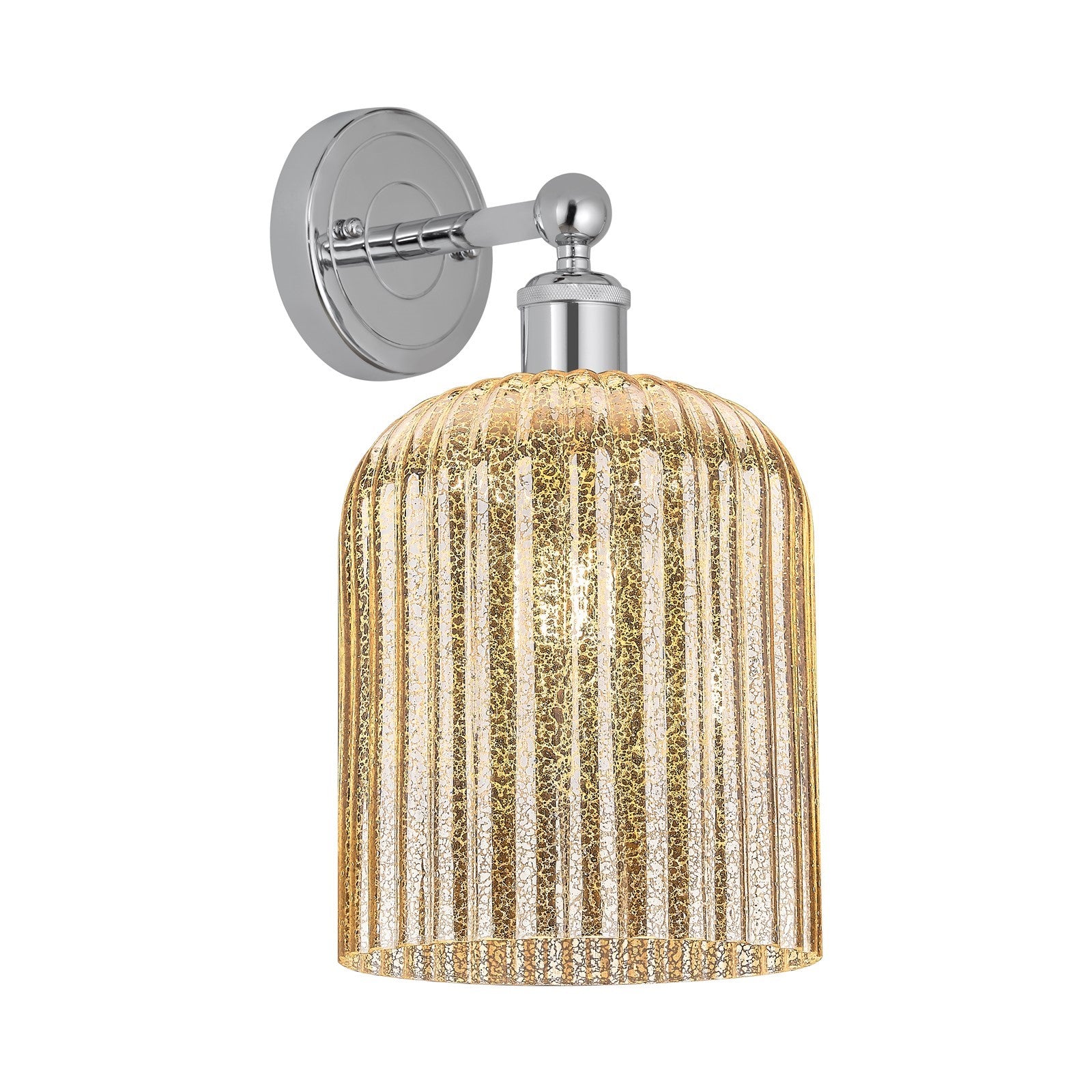 Innovations Bridal Veil 5in 1-Light Wall Sconce | Art Nouveau Industrial Polished Chrome and Mercury Ribbed Glass | Bathroom & | Model 616-1W-PC-G559-8ME