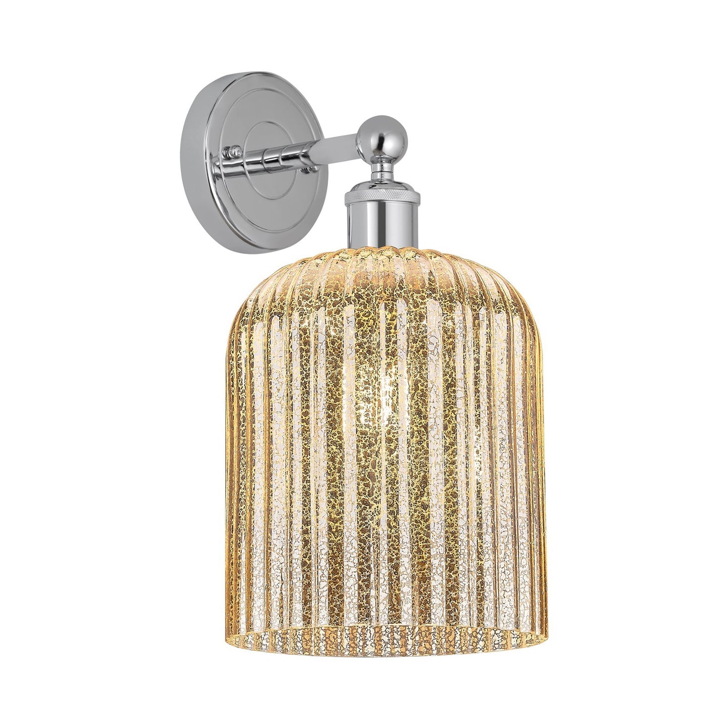 Innovations Bridal Veil 5in 1-Light Wall Sconce | Art Nouveau Industrial Polished Chrome and Mercury Ribbed Glass | Bathroom & | Model 616-1W-PC-G559-8ME