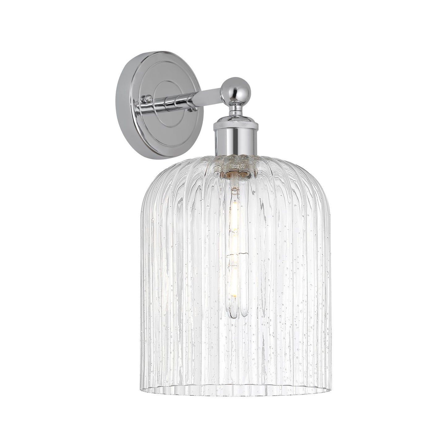 Innovations Bridal Veil 5in 1-Light Wall Sconce | Art Nouveau Polished Chrome Steel and Seedy Ribbed Glass | Bathroom & | Model 616-1W-PC-G559-8SDY