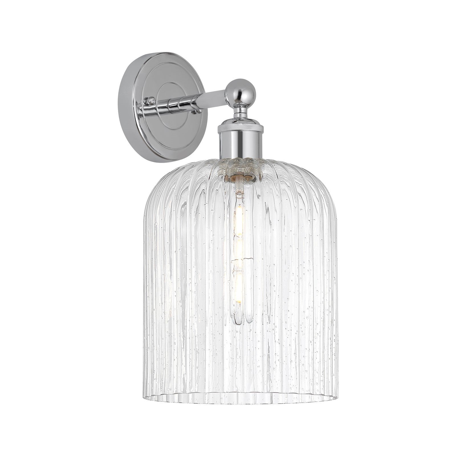 Innovations Bridal Veil 5in 1-Light Wall Sconce | Art Nouveau Polished Chrome Steel and Seedy Ribbed Glass | Bathroom & | Model 616-1W-PC-G559-8SDY