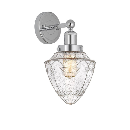 Innovations Bullet 7in 1-Light Wall Sconce | Industrial Polished Chrome Steel and Seedy Glass | Bathroom & Hallway Accent | 7 x 8 | Model 616-1W-PC-G664-7