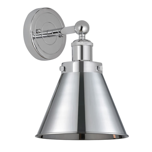 Innovations Appalachian 8in 1-Light Wall Sconce | Traditional Industrial Polished Chrome Steel and Metal Shade | Hallway & | Model 616-1W-PC-M13-PC