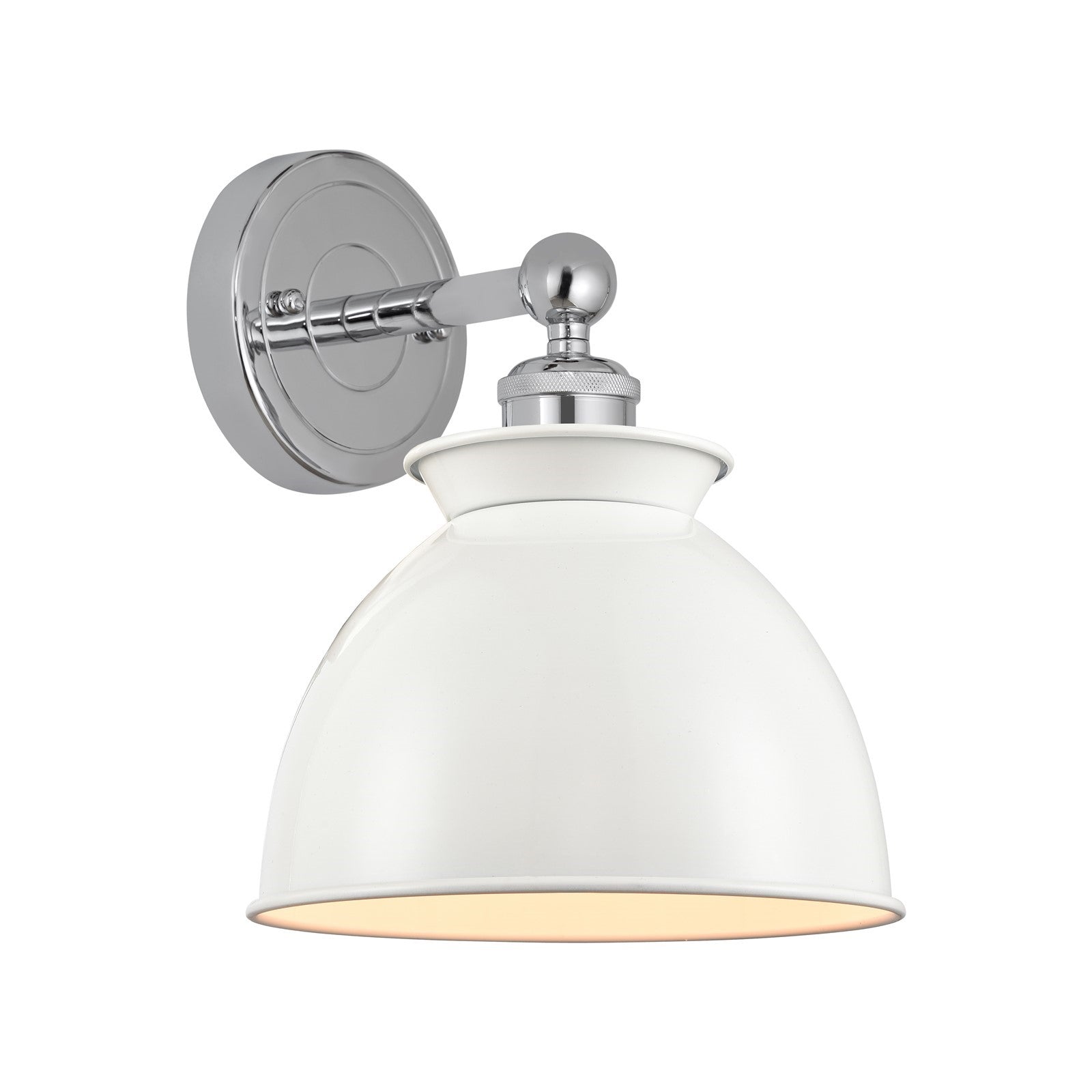 Innovations Adirondack 8.25in 1-Light Wall Sconce | Industrial Farmhouse Polished Chrome and Glossy White Metal Shade | Living | Model 616-1W-PC-M14-W