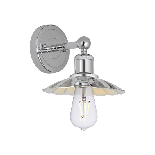 Innovations Scallop 1-Light 7.5in Wall Sconce | Traditional Industrial Polished Chrome Steel and Metal Shade | Bathroom & Hallway | Model 616-1W-PC-M17-PC