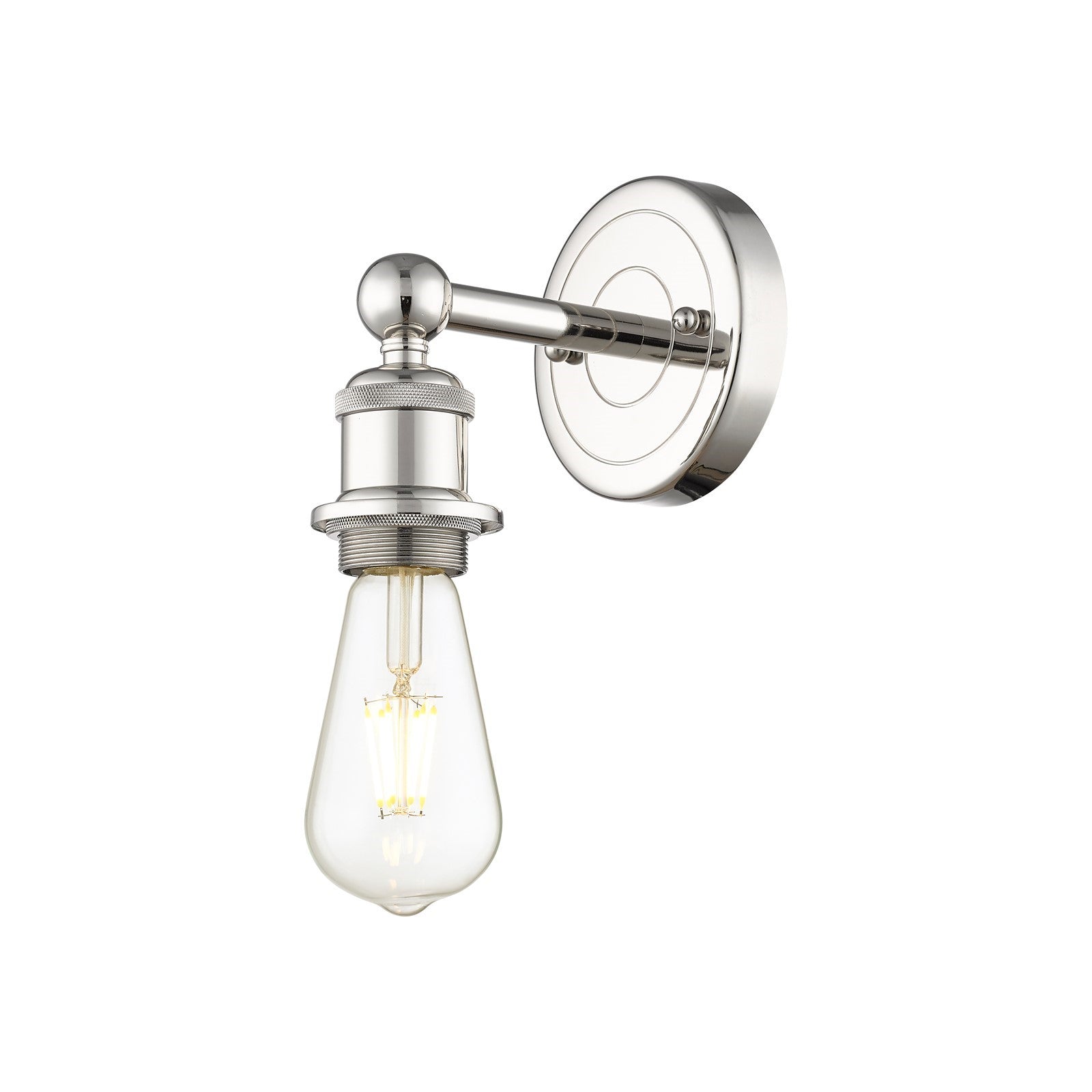 Innovations Lighting Edison 4.5in 1-Light Wall Sconce | Industrial Polished Nickel Steel and Cast Brass | Bathroom & Hallway Accent | Model 616-1W-PN