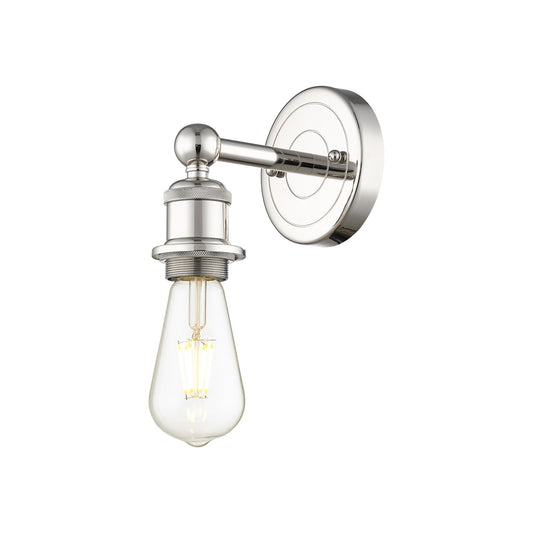 Innovations Lighting Edison 4.5in 1-Light Wall Sconce | Industrial Polished Nickel Steel and Cast Brass | Bathroom & Hallway Accent | Model 616-1W-PN
