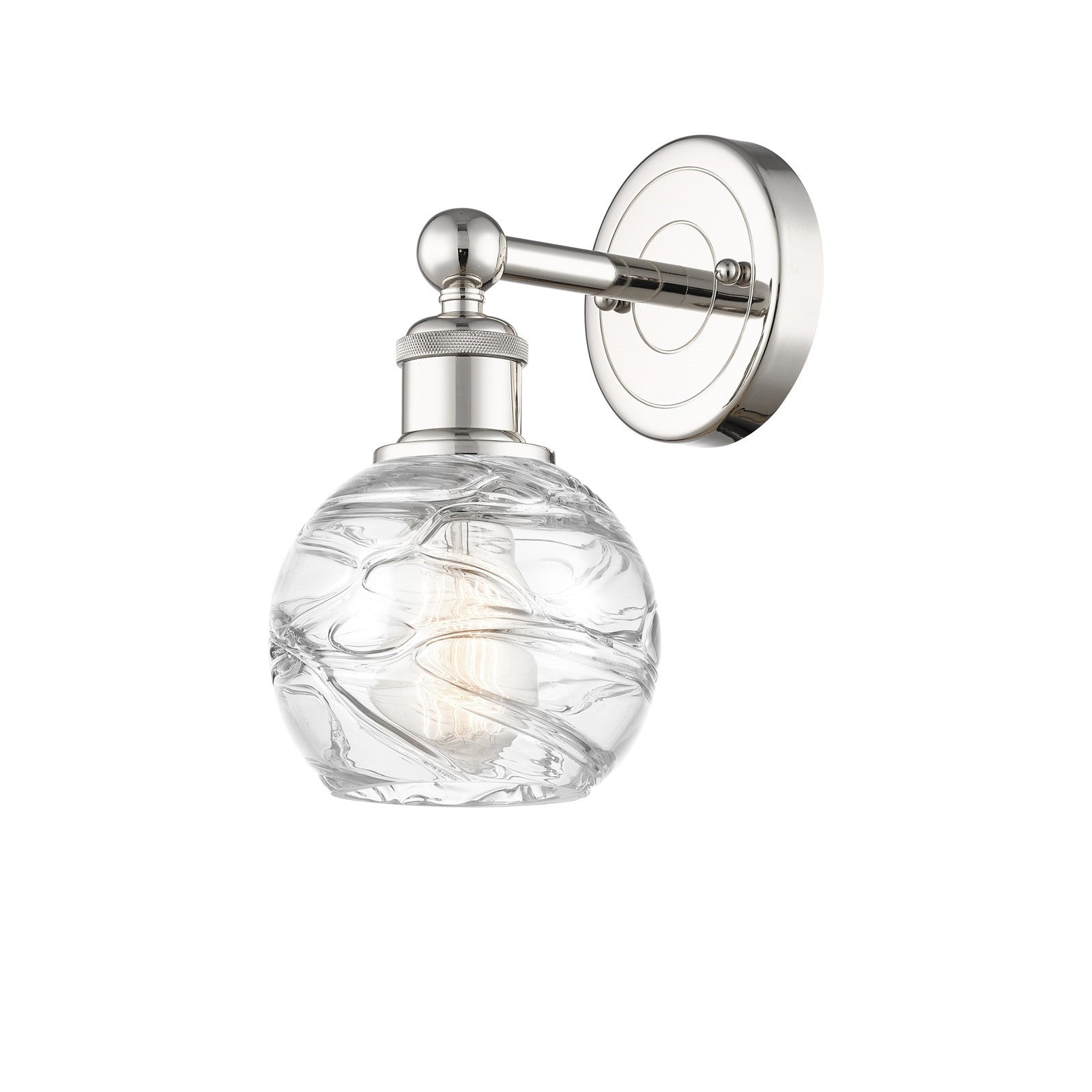 Innovations Athens Deco Swirl 6in 1-Light Wall Sconce | Industrial Polished Nickel and Clear Deco Swirl Glass | Bathroom & | Model 616-1W-PN-G1213-6CL
