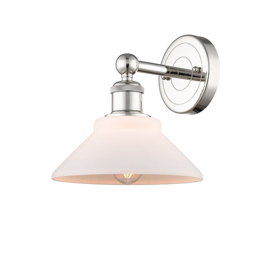 Innovations Orwell 1-Light 8in Sconce | Industrial Polished Nickel and Matte White Glass | Bathroom & Hallway Accent | 8.38 x 9.25 | Model 616-1W-PN-G131