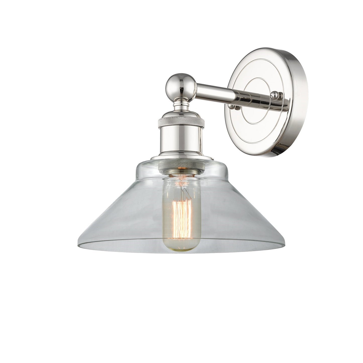 Innovations Orwell 8in 1-Light Wall Sconce | Industrial Polished Nickel and Clear Glass | Living Room & Hallway Accent | 8.38 x | Model 616-1W-PN-G132