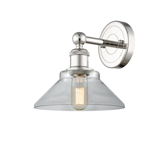 Innovations Orwell 8in 1-Light Wall Sconce | Industrial Polished Nickel and Clear Glass | Living Room & Hallway Accent | 8.38 x | Model 616-1W-PN-G132