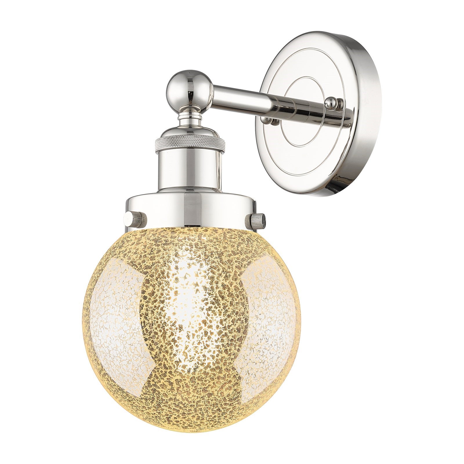 Innovations Beacon 6in 1-Light Wall Sconce | Industrial Polished Nickel and Mercury Glass | Bathroom & Hallway Accent | 6 x 7.5 x | Model 616-1W-PN-G208-6
