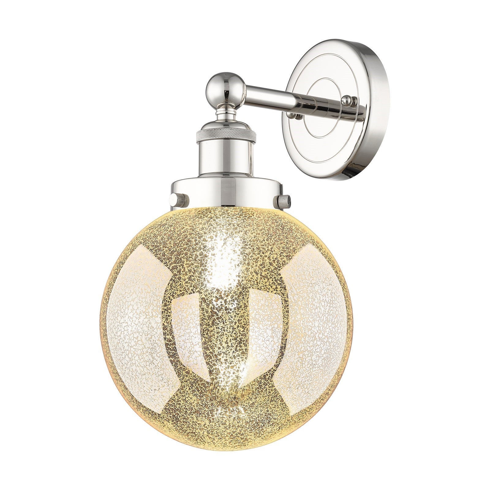 Innovations Beacon 8in 1-Light Wall Sconce | Industrial Polished Nickel Steel and Mercury Glass | Hallway & Bathroom Accent | 8 x | Model 616-1W-PN-G208-8