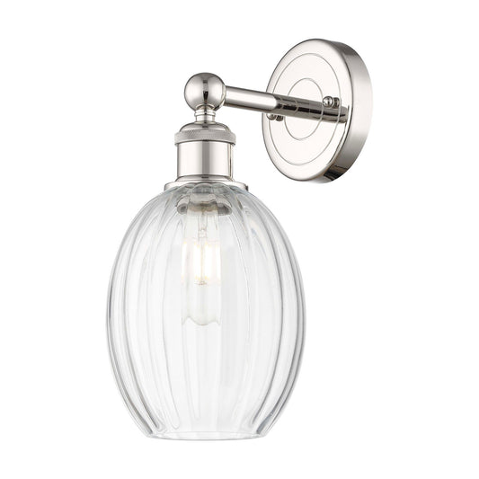 Innovations Preston Bulb 6.25in 1-Light Wall Sconce | Industrial Polished Nickel Steel and Clear Glass | Living Room & Hallway | Model 616-1W-PN-G459-6CL