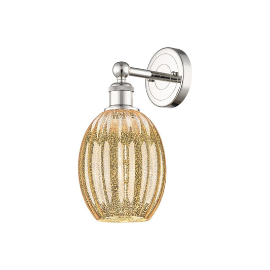 Innovations Preston Bulb 6.25in 1-Light Wall Sconce | Industrial Polished Nickel Steel and Mercury Glass | Living Room & | Model 616-1W-PN-G459-6ME