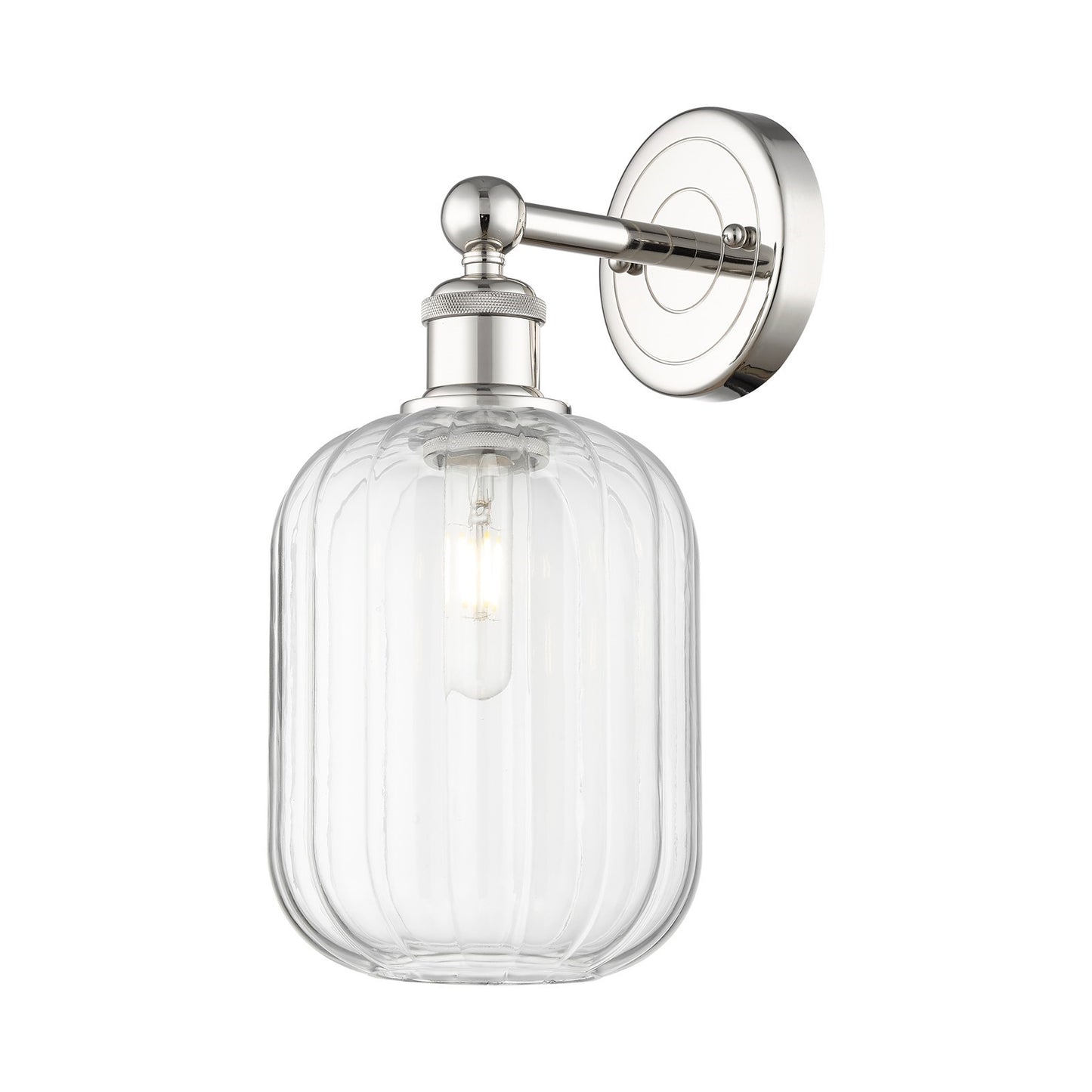 Innovations Preston Cylinder 6.75in 1-Light Wall Sconce | Industrial Polished Nickel and Clear Glass | Hallway & Bathroom | Model 616-1W-PN-G460-7CL