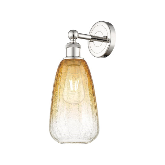 Innovations Brookhaven Almond 6in 1-Light Wall Sconce | Industrial Polished Nickel and Amber Glass | Bathroom & Hallway Accent | Model 616-1W-PN-G480-6AM