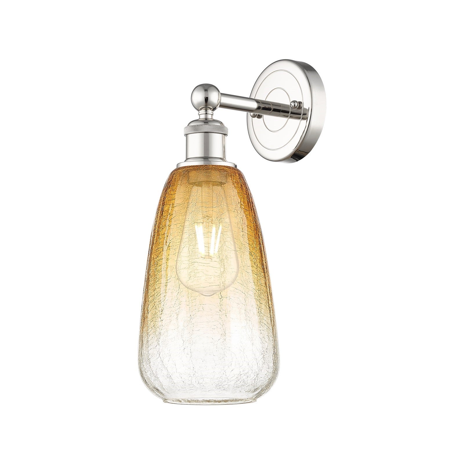 Innovations Brookhaven Almond 6in 1-Light Wall Sconce | Industrial Polished Nickel and Amber Glass | Bathroom & Hallway Accent | Model 616-1W-PN-G480-6AM