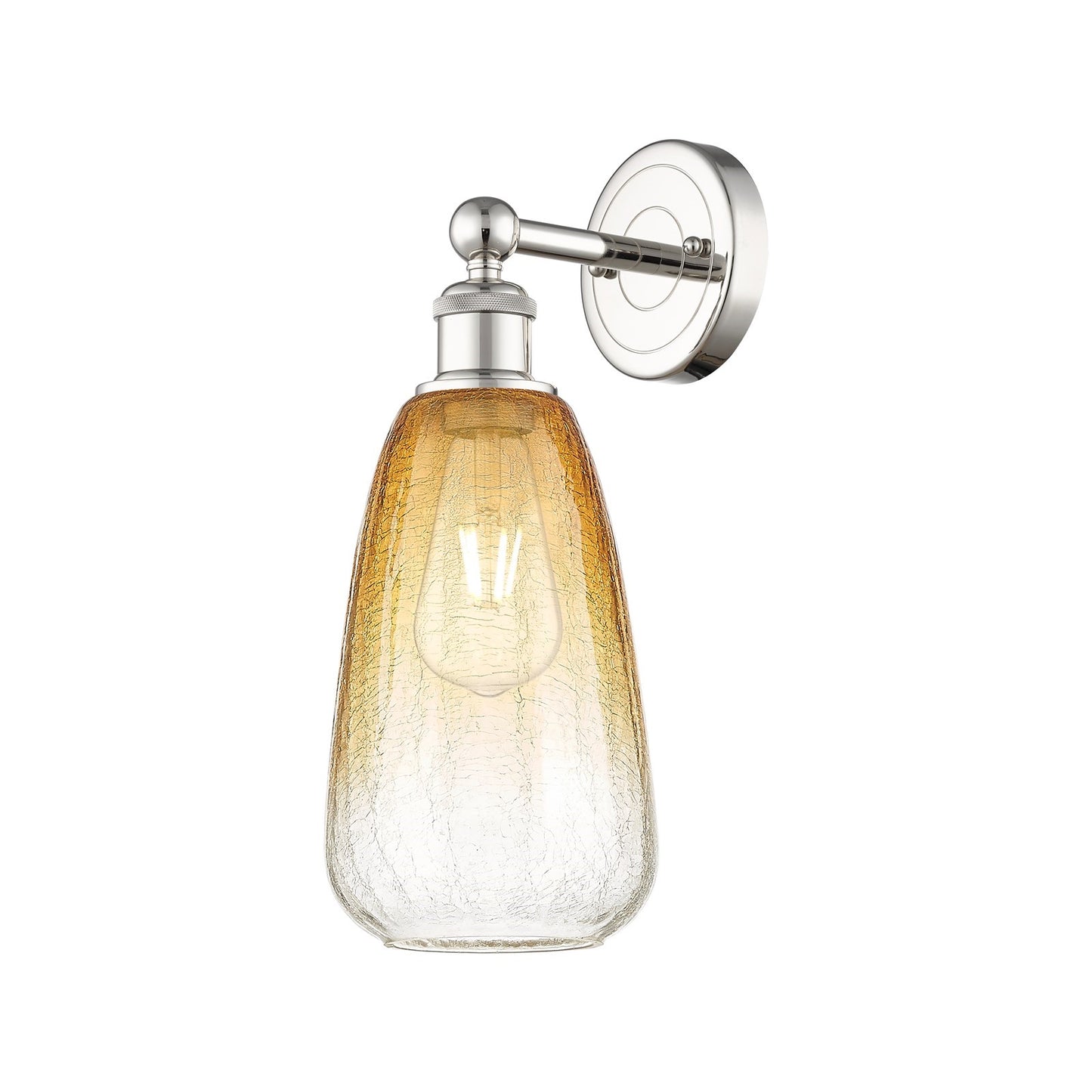 Innovations Brookhaven Almond 6in 1-Light Wall Sconce | Industrial Polished Nickel and Amber Glass | Bathroom & Hallway Accent | Model 616-1W-PN-G480-6AM