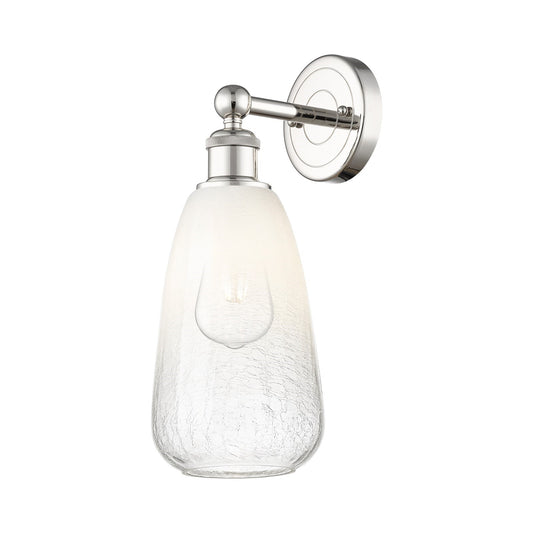 Innovations Brookhaven Almond 6in 1-Light Wall Sconce | Industrial Polished Nickel Steel and Opal Glass | Bathroom & Hallway | Model 616-1W-PN-G480-6OP