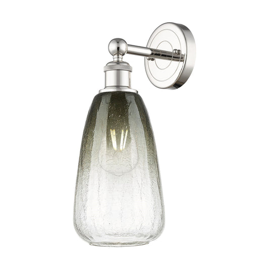 Innovations Brookhaven Almond 6in 1-Light Wall Sconce | Industrial Polished Nickel and Slate Glass | Bathroom & Hallway Accent | Model 616-1W-PN-G480-6SL