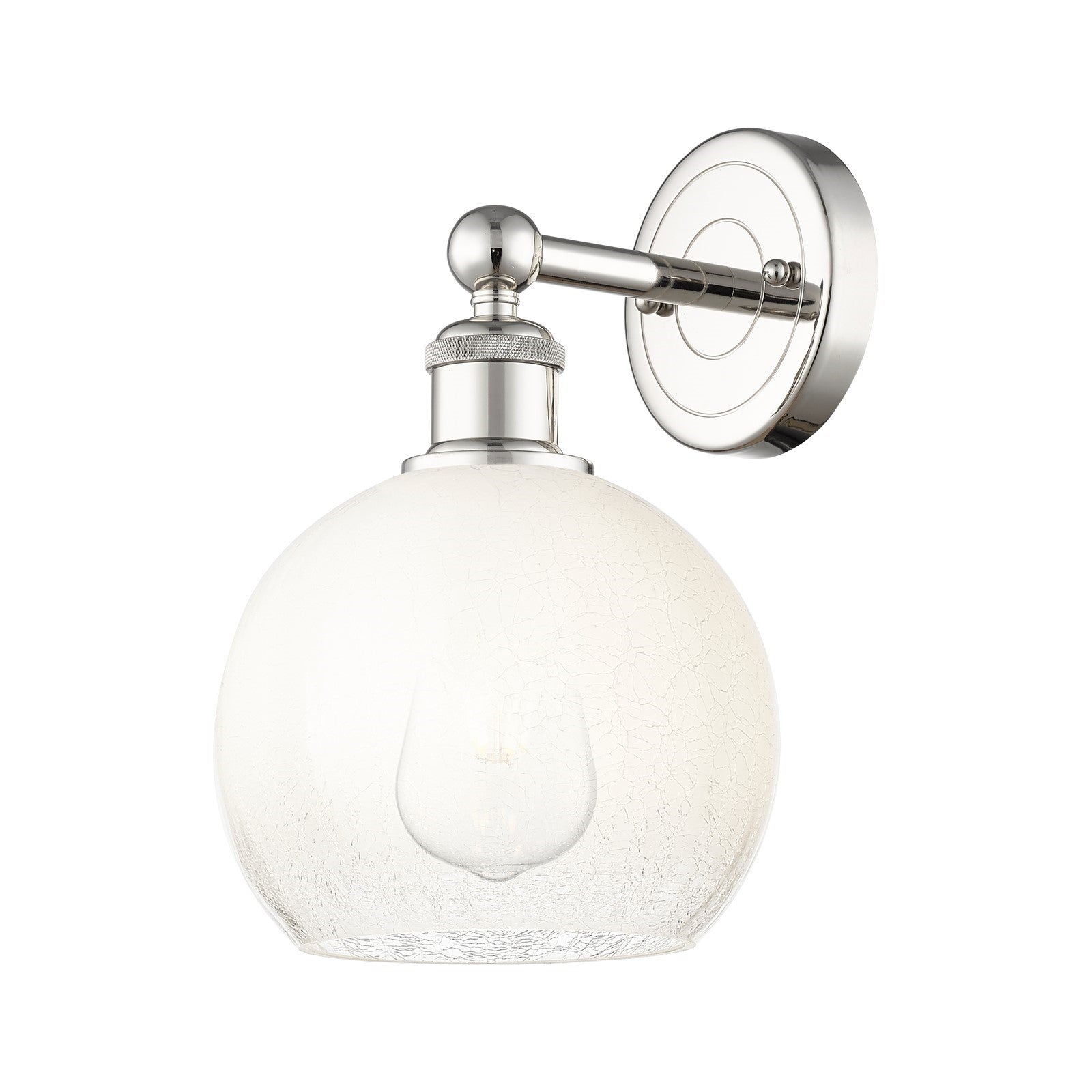 Innovations Brookhaven Globe 8in 1-Light Wall Sconce | Industrial Polished Nickel Steel and Opal Glass | Damp Rated Bathroom & | Model 616-1W-PN-G483-8OP